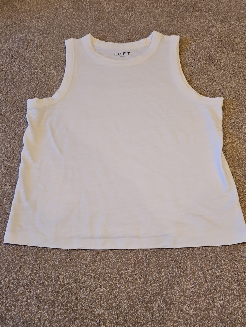 LOFT Classic White Ribbed Crewneck Tank